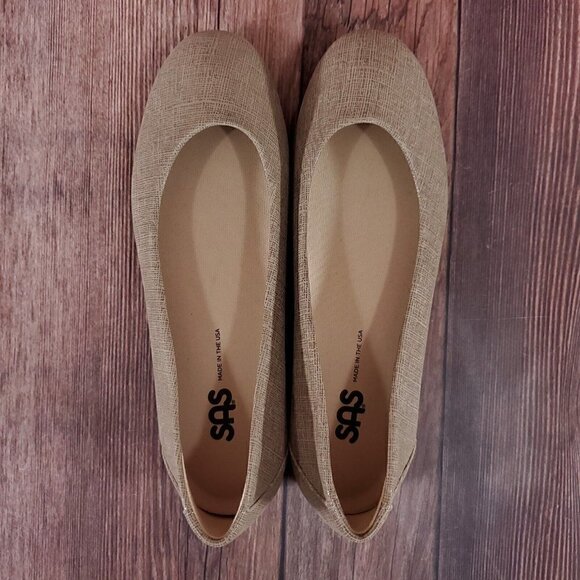 SAS Scenic Womens Size 7.5 M Tan Fog Comfort Slip On Ballet Flats Shoes USA Made - Picture 7 of 14